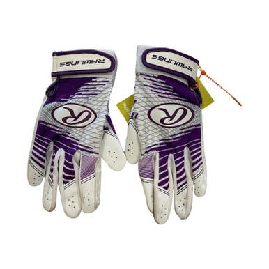 Used Rawlings Bb Sb Batting Gloves Purple And White Sm 11859-s000027802