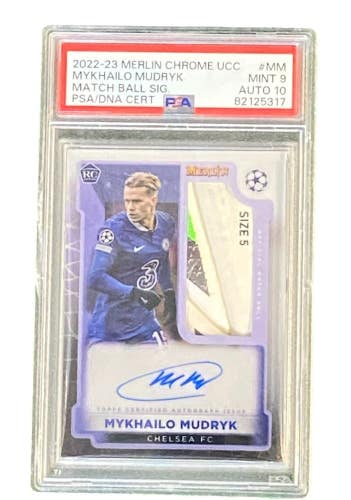 Mykhailo Mudrykx PSA 9 Auto 10 Merlin Chrome 22-23 Match Ball Pop 1 Case Hit