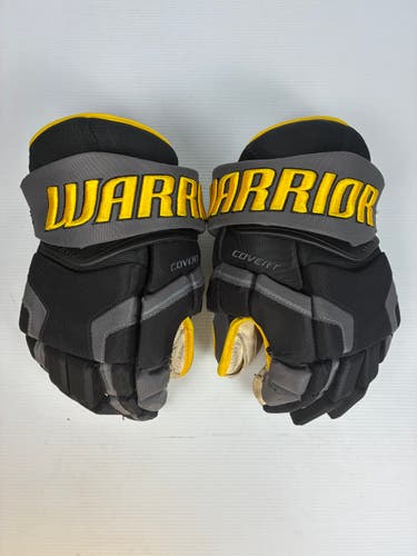 Used 13" Warrior Covert Pro Stock Hockey Gloves - Black/Grey/Yellow