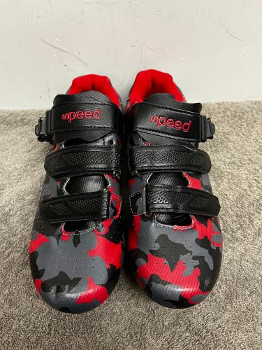 Speed Brand Road Cycling Shoes Camo Red/Black/Gray Men’s Sz 7/Women’s Sz 8