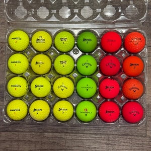 24 Colored Golf Balls - Callaway, Titleist, Srixon, Pinnacle -Yellow, Green, Red