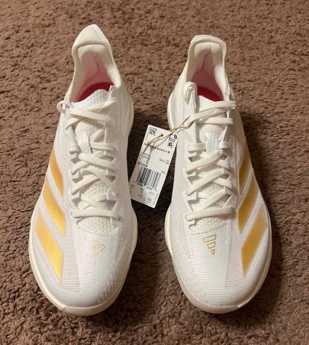 New Adidas Adizero Electric+ Baseball Cleats White/Gold IF3368 Size 9
