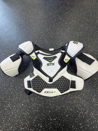Used Stx Cell V Lacrosse Shoulder Pads White Md 11849-s000040655