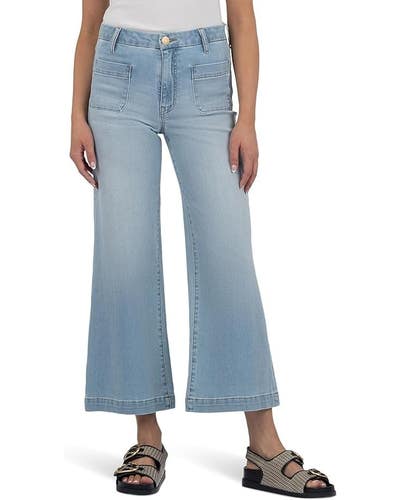 KUT from the Kloth Meg Jeans Women's Medium Blue Patch Pockets Wide Leg RED1059