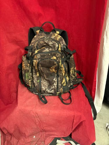 Backpack: Cabela's camo hunting backpack features multiple zippered compartments and adjustable
