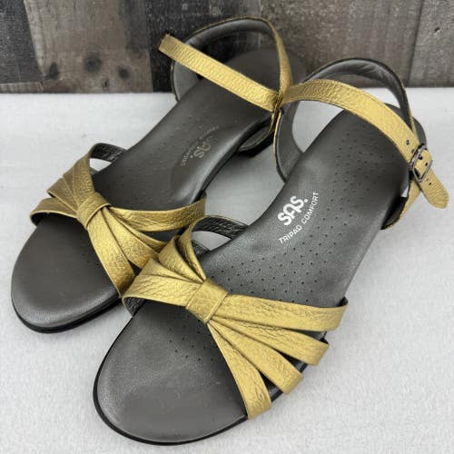 SAS Tripad Comfort Womens Gold Leather Slingback Sandals Size 10.5W