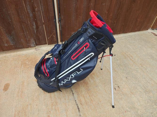 Maxfli UDRY 8 Divider Waterproof Stand Bag (Blue/Red) NWOT w Raincover