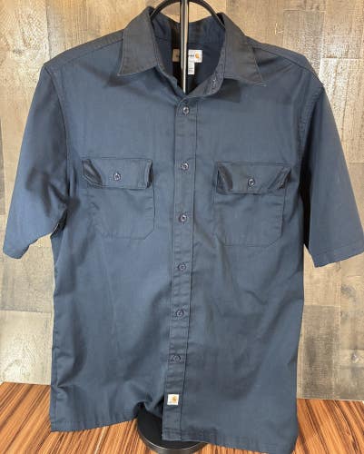 Carhartt Men's L Navy Blue Short Sleeve Casual Button Down Shirt