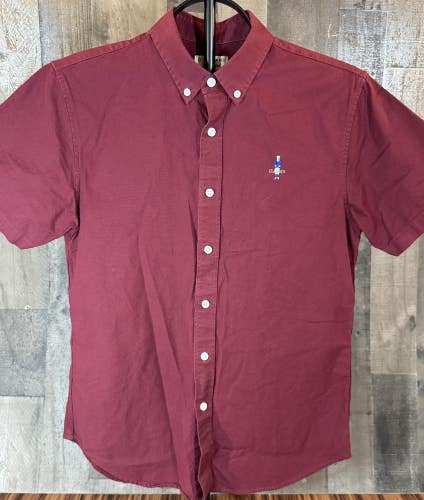 Giordano Classics Men's M Burgundy Golf Logo Short Sleeve Button Down Shirt