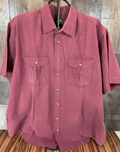 Cabela's Men's 2XL Tall Maroon Short Sleeve Casual Button-Down Shirt