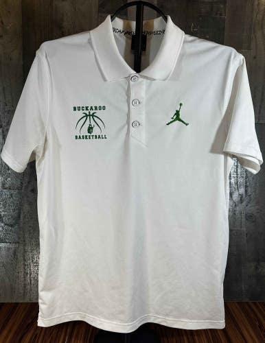 Jordan Men's White Buckaroo Basketball Polo Shirt Medium Cotton