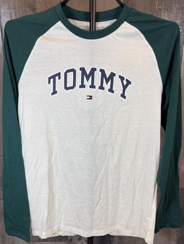 Tommy Hilfiger Youth XL Long Sleeve Baseball Tee Green White