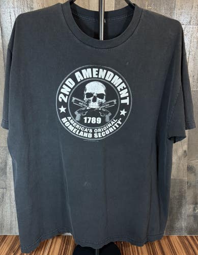 2nd Amendment Skull Graphic Black T-Shirt Men's Large Pre-Owned