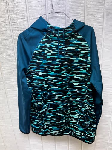Nike Teal Multicolored Women’s L Hoodie Therma-Fit Sweatshirt Sporty Activewear