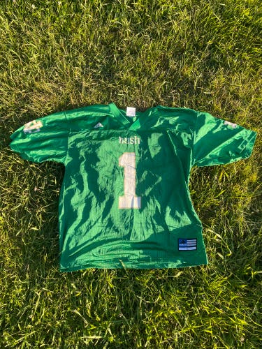 Green Notre Dame football Large Men's Adidas Jersey (Used)