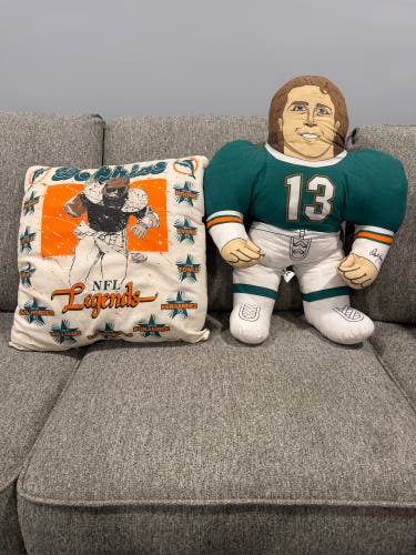 Vintage 1991 NFL Dolphins Dan Marino Tackling Dummy Plush 24” and Legends Pillow