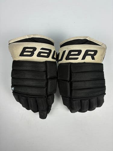 Used 13" Bauer Pro Series Pro Stock Hockey Gloves - Black/White