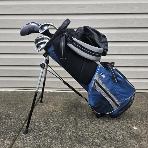 USKG Juniors WT-20 Partial 5 Club Set With Bag 3W, 6i, 8i, PW, Putter RH 48"