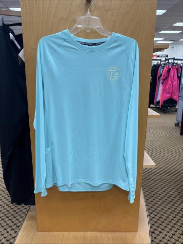 Under Armour BTHxFish Elite Species Crew Mens Large Neo Turquoise / Fade Green