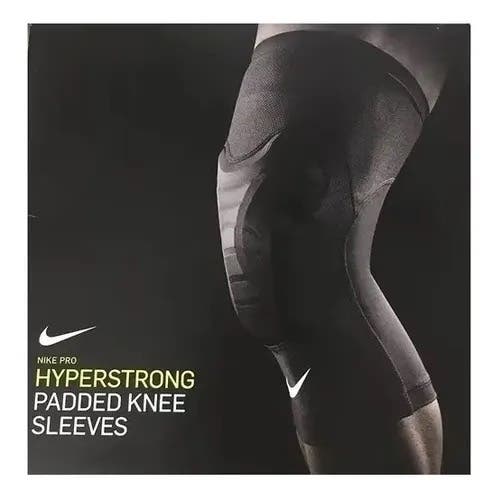 new Nike Hyperstrong Compression Padded Black Basketball Knee Sleeves S/M