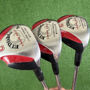 Krank Golf El Diablo Hybrid Set 3 4 5 3H 4H 5H Stiff Flex Steel 18 21 24