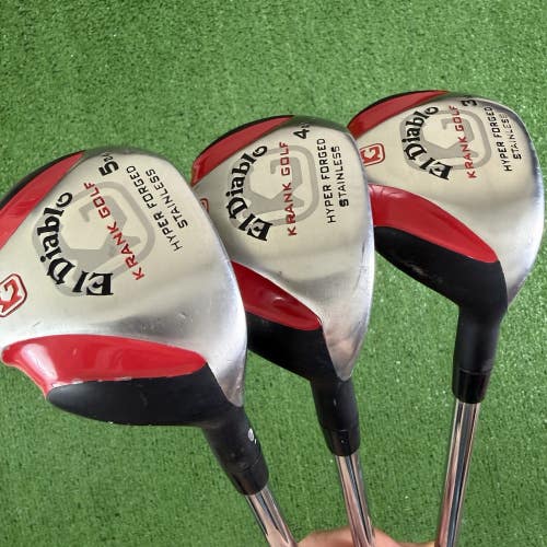 Krank Golf El Diablo Hybrid Set 3 4 5 3H 4H 5H Stiff Flex Steel 18 21 24