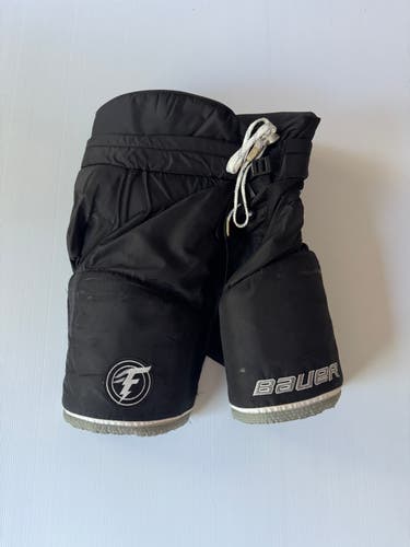 Used Senior Medium Bauer Custom Pro Stock Hockey Pants - Black/Grey/White