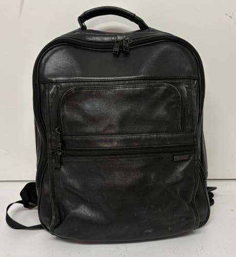TUMI 9644D4 Black Leather Laptop Business Daypack ~5" x 14" x 17" Fast Shipping