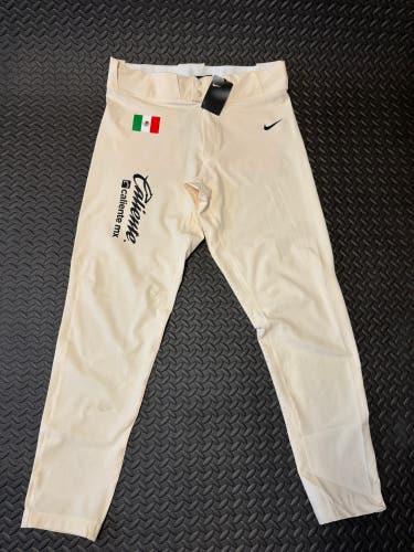 Men’s Vanilla Cream Nike Baseball Pants Size Large Liga De Mexico Sponsors