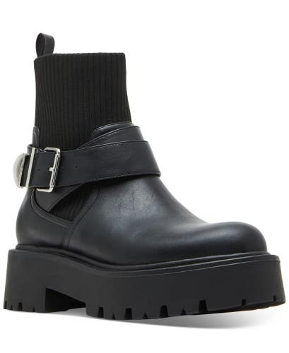 Madden Girl Cryptic CCRY01J1 Boots Women's US 9 Black Leather Platform VER055