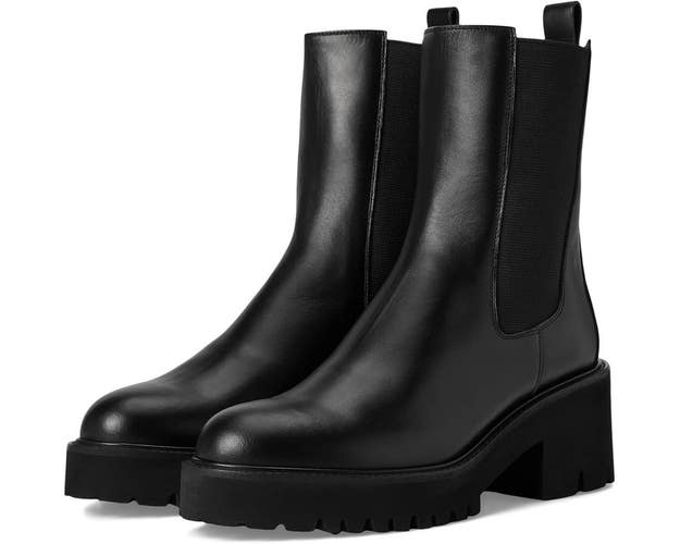 La Canadienne Teddy Boots Women US 6.5 Black Leather Block Heel Chelsea ZOGG1821