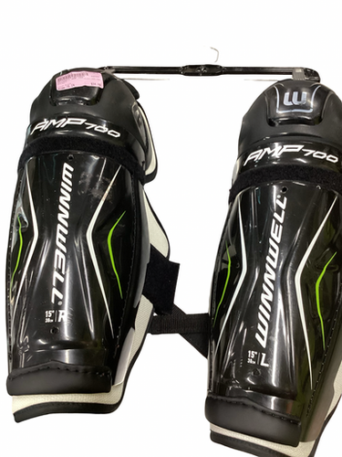 Used Winnwell Amp 700 Senior Shin Guards Black 15" 11613-s000183815