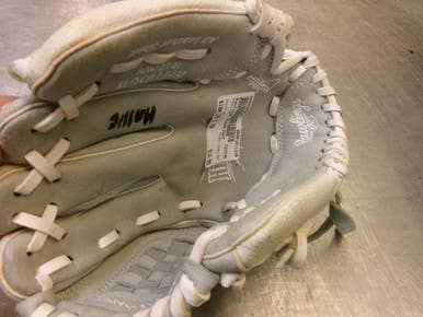 Used Rawlings Highlight Rh Throw Fastpitch Gloves White 10 1 2" 11339-s000203025