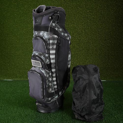 Ogio USA Cart Golf Bag Black / Gray Flag 15-Way Divider W/ Rain Hood!!