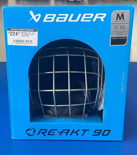 NEW! Bauer RE-AKT 90 Hockey Helmet Combo (Senior Medium)