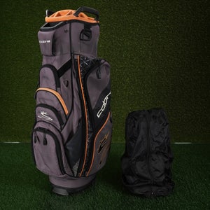 King Cobra Cart Golf Bag Orange/Gray 15-Way Divider W/ Rain Hood ~ LOOK!!
