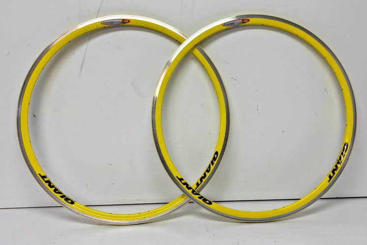 (2) GIANT FiR 32-Hole Aero Aluminum 622x13/700C Road Bike Rims Yellow EXCELLENT