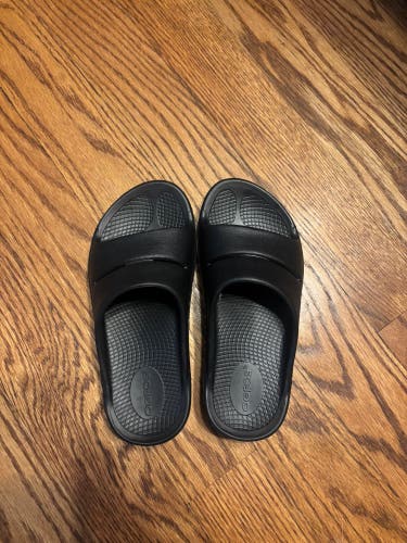 Black Unisex Size M 4.0 (W 5.0) Youth Oofos Sandals (New)