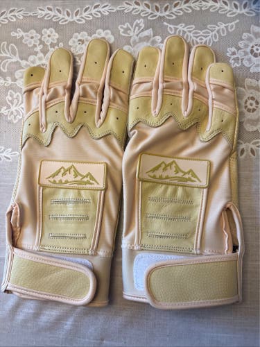 Baseball Batting Gloves Digital Leather Palm Size Small Red Rock Baseball Cream (New)