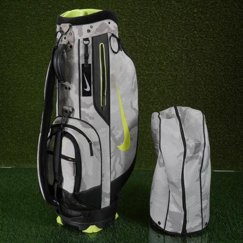 Nike Golf Sport Lite Staff/Cart Bag White/Camo/Black/Volt 6 Way W/ Hood ~ WOW!!
