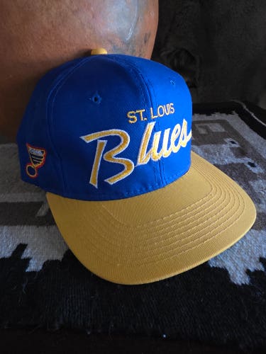 St Louis Blues Sports Specialties Vintage Script Font Blue/Yellow Snapback Hat
