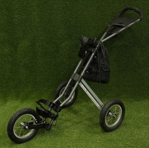 Sun Mountain Speed Cart Push Pull 3 Wheel Golf Bag Pusher W/ Cooler Bag ~ Gray