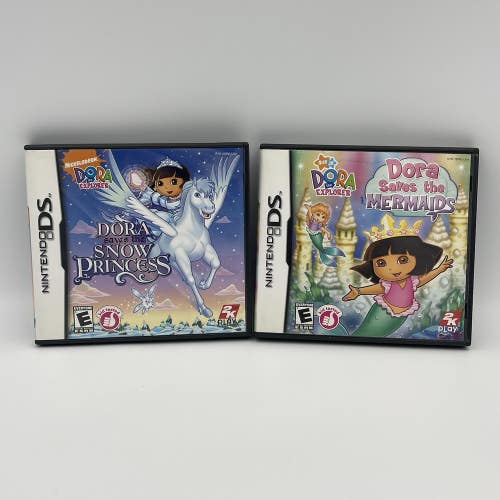 Dora the Explorer Bundle Lot Of Two Games (Nintendo DS) Snow Princess + Mermaids
