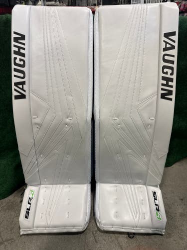 White Senior Vaughn SLR4 Pro Carbon Goalie Leg Pads (New) | 34"+2"