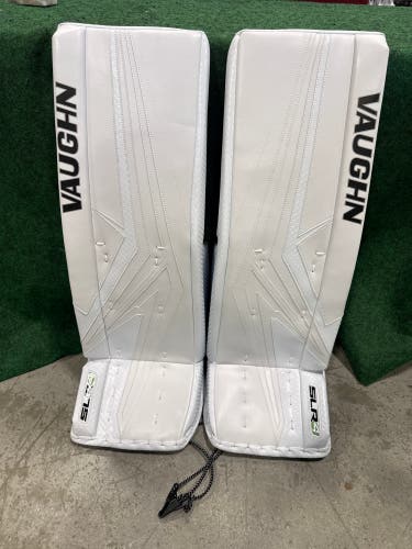 White Senior Vaughn SLR4 Pro Goalie Leg Pads (New) | 34"+2