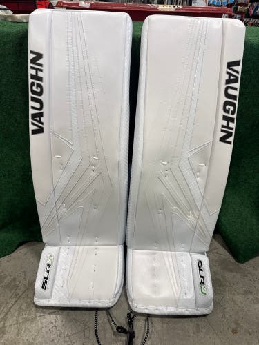 White Senior Vaughn SLR4 Pro Goalie Leg Pads (New) | 35"+2"