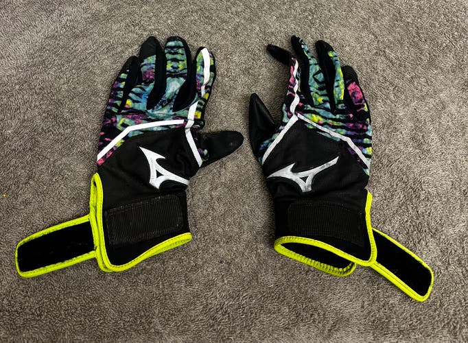Mizuno Women’s Small Softball Batting Gloves Multicolored Adjustable 6.5”-6.75”