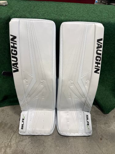 White Senior Vaughn SLR4 Pro Goalie Leg Pads (New) | 33"+2"