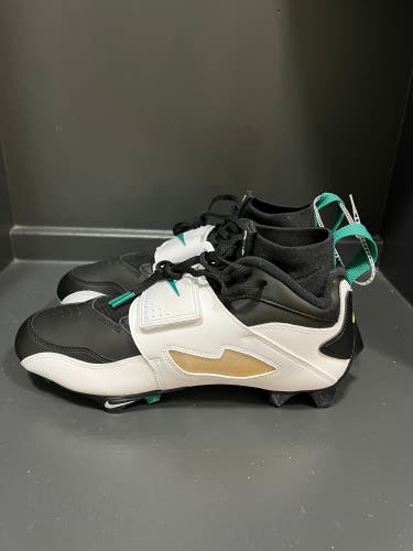 Nike Diamond Turf 93 TD Football Cleat NWOB Wh/Blk/Mystic Grn HF5298-102 Sz 10 Deion Sanders