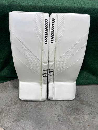 White Intermediate Warrior Ritual G7 Pro Goalie Leg Pads (New) | 30" +1"